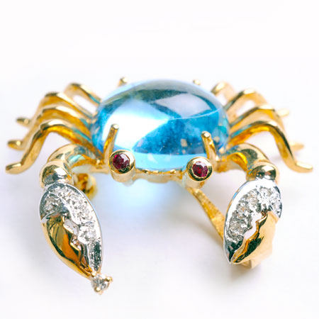 ダイヤモンド ブローチ 蟹 18金 - ネックレス