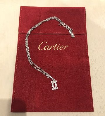 Cartierカルティエ2Cダイヤチャームネックレス750WG 美品