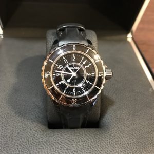 CHANEL 腕時計 マトラッセレディース ブラック K18YG＋革ベルト