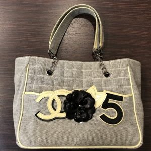 シャネル（CHANEL） プラチェーン・トートバッグ キャンバス チョコバー No.5 カメリア ゴールドプラザ愛知名古屋栄店