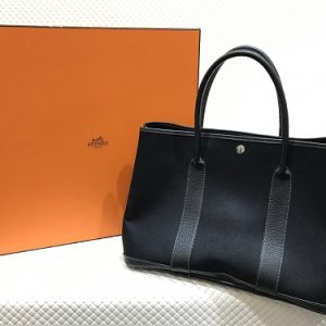 エルメス（Hermès）ガーデンパーティPM トワルアッシュ オールブラック ...