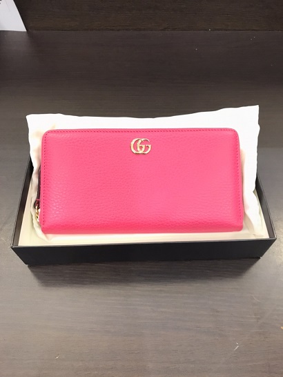 グッチ(GUCCI) GGマーモント ラウンドファスナー/長財布 ピンク