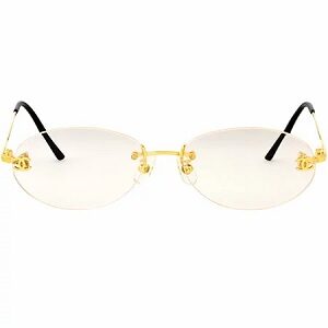 1974 美品　シャネル　メガネ　眼鏡　度弱　121　ココマーク　リムレスサングラス/メガネ