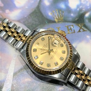 ロレックス(ROLEX) デイトジャスト レディース シャンパン文字盤 10P Ref.79173G K番 自動巻き SS×YG Bランク ロレックス買取相場  -ゴールドプラザ大阪難波(なんば)店