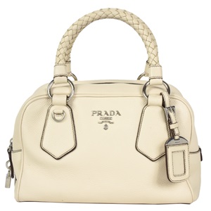 プラダ(PRADA)　ミニボストンバッグ　レザー　アイボリー　Bランク　プラダ買取実績