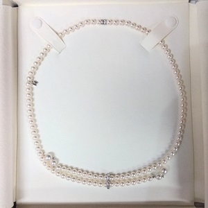 ミキモト(MIKIMOTO)　ネックレス　パール(約7.8~5.5mm　ダイヤモンド(MD0.12ct　K18WG　ABランク CP適用　ミキモト買取相場