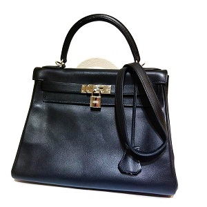 エルメス（HERMÈS）　エルメス　ケリー28　シルバー金具　□Ｊ刻印　スイフト　ブラック　Bランク　エルメス買取相場