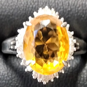 シトリン　S（4.16ct　メレダイヤ　MD（0.56ct　PT900　リング　シトリン買取相場