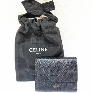 セリーヌ(CELINE)　トリフォールドウォレット　ブラック 三つ折り財布　ABﾗﾝｸ　セリーヌ買取相場