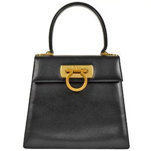 フェラガモ(FERRAGAMO) 　ハンドバッグ　AQ-212193 ブラック ゴールド金具　ABランク　フェラガモ買取相場