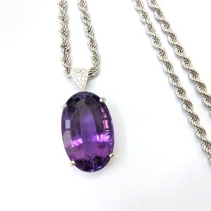 アメジスト　A（73.00ct 　ダイヤモンド　MD（0.30ct　PT850　PT900　ネックレス　アメジスト買取相場