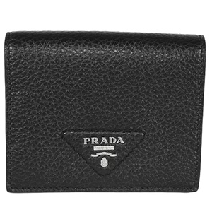 プラダ(PRADA) ヴィッテロダイノ　レザー　　ブラック　シルバー金具　1MV204　二つ折り財布　ABランク　プラダ（PRADA）買取相場