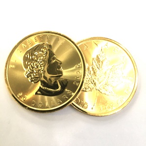 24金(K24) 投資用地金 メイプルリーフ金貨 1oz ２枚 買取相場