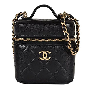 シャネル(CHANEL) チェーンショルダーバッグ ミニバニティバッグ ココマーク マトラッセ キャビアスキン 31番台 Aランク 買取相場