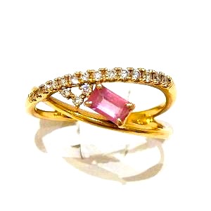 ピンクサファイア 0.27ct メレダイヤモンド 0.17ct K18 リング 買取相場