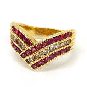 ルビー 0.94ct メレダイヤ 0.32ct 18金(K18) リング 買取相場