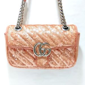 グッチ(GUCCI) グッチGGマーモントチェーンショルダーバッグスパンコール446744ピンク Bランク 買取相場