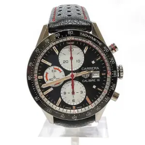 タグホイヤー(TAG Heuer) 時計 カレラ キャリバー16 Ref.CV201AP-0 自動巻き ブラック/ホワイト文字盤 SS Bランク 買取相場