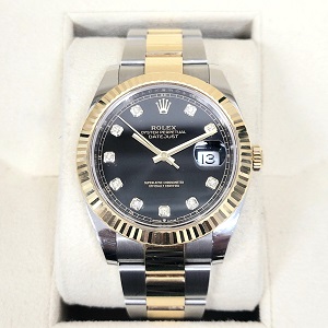 ロレックス(ROLEX) 時計 デイトジャスト 黒文字盤 Ref162333G 自動巻き 10Pダイヤ YG/SS ABランク 買取相場