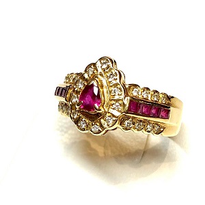 ルビー 0.20ct ダイヤモンド 0.14ct リング K18 買取相場