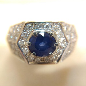 サファイア S1.33ct メレダイヤ 0.69ct Pt900 リング 買取相場