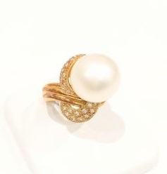 パール12.6㎜ ダイヤモンド 0.18ct K18 リング 買取相場