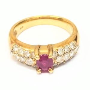 ルビー 0.63ct ダイヤモンド 0.76ct K18 リング 買取相場