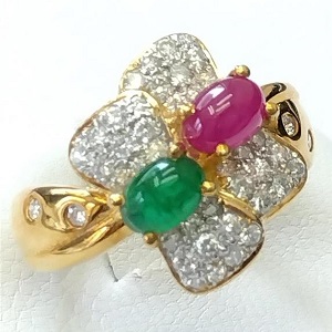 ポンテヴェキオ(Ponte Vecchio) リング 18金(K18) ルビー R(0.74ct エメラルド (0.50ct ダイヤモンド MD(0.45ct Bランク 買取相場