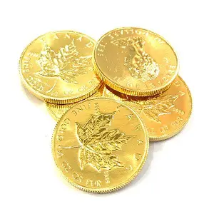 24金(K24) 投資用地金 メイプルリーフ金貨 1/2oz 5枚 買取相場