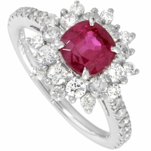 ルビー 1.42ct メレダイヤ 0.75ct Pt900 リング 買取相場