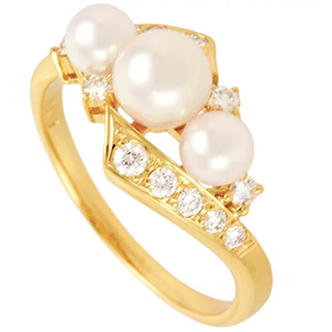 ミキモト(MIKIMOTO) リング パール(約3.5-5.0㎜) ダイヤモンド K18 ABランク 買取相場