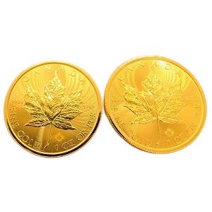24金(K24) 投資用地金 メイプルリーフ金貨1オンス 2枚 買取相場