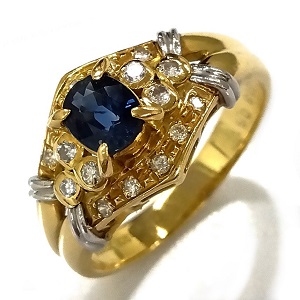 サファイア S(0.61ct MD(0.11ct 18金(K18)Pt900 リング 買取相場