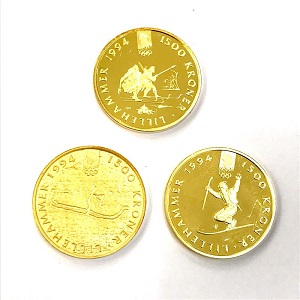 22金(K22) 地金 リレハンメルオリンピック記念金貨 3枚 買取相場