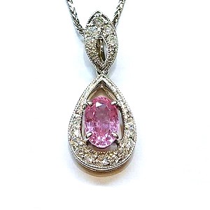 ピンクサファイア(0.60ct MD(0.15ct K18WG ネックレス 買取相場