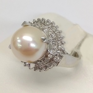パール 9.3㎜ メレダイヤ MD(0.37ct PT900 リング 買取相場
