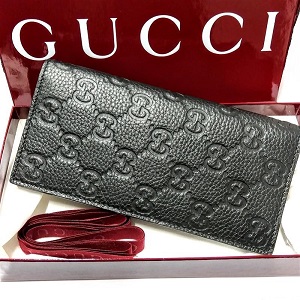 グッチ(GUCCI) 長財布 ロングウォレット インプリント 835014 レザー ブラック Aランク 買取相場