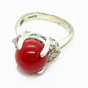 ジュエリー 赤珊瑚10mm Pt900 9.4g リング 買取相場