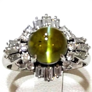 キャッツアイ(3.19ct メレダイヤ MD(0.73ct Pt900 リング 買取相場