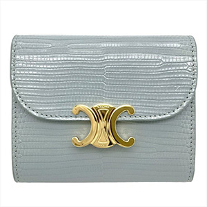 セリーヌ (CELINE) トリオンフ スモールフラップウォレット 三つ折り財布 リザード ブルー Aランク セリーヌ (CELINE)買取相場-高槻店(大阪府高槻市) |ブランド買取実績