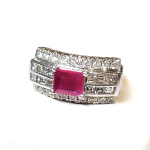 ルビー R(0.41ct ダイヤモンド MD(0.60ct MD(0.59ct Pt900 リング 買取相場