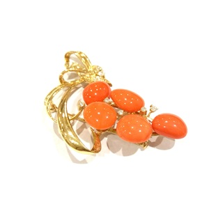 ダイヤモンド MD( 0.20ct K18 サンゴ ブローチ 買取相場