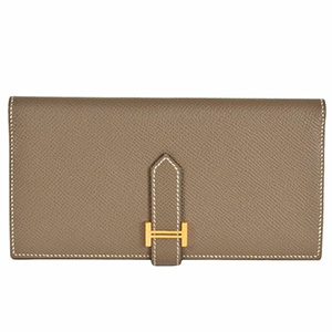 エルメス(HERMES) 長財布 ベアンスフレ エトゥープ ヴォーエプソン ゴールド金具 Y刻印 Aランク 買取相場