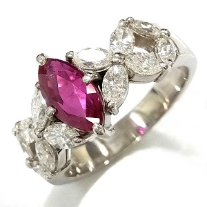 ルビー R(1.35ct メレダイヤ MD(1.03ct Pt900 アクセサリー リング 買取相場