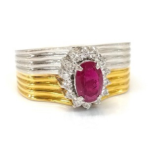 ルビー R(0.83ct メレダイヤ MD（0.18ct）K18 Pt900 リング 買取相場