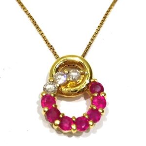 ルビー MR(0.55ct ダイヤモンド MD(0.15ct K18 ネックレス 買取相場