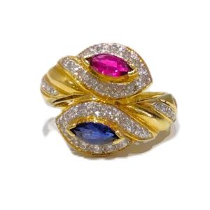 ルビー R(0.47ct サファイア S(0.47ct ダイヤモンド MD(0.55ct K18 リング 買取相場