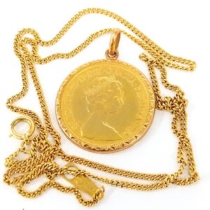18金(K18) 22金(K22) コンビ アクセサリー ソブリン金貨1/2ポンドネックレス 金買取相場