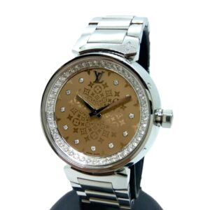 ルイ・ヴィトン(LouisVuitton) タンブール モノグラム サークルダイヤモンド ベージュ Q13MS クォーツ 買取相場