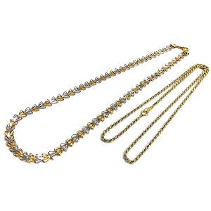 18金(K18) プラチナ850(Pt850) コンビ アクセサリー ネックレス2点 買取相場